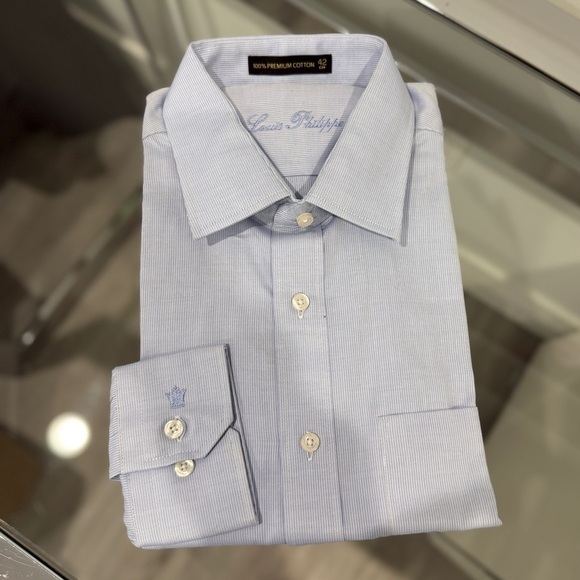 Louis Philippe 100% Premium Cotton Men's Blue Button Up Shirt (42) - Picture 1 of 4